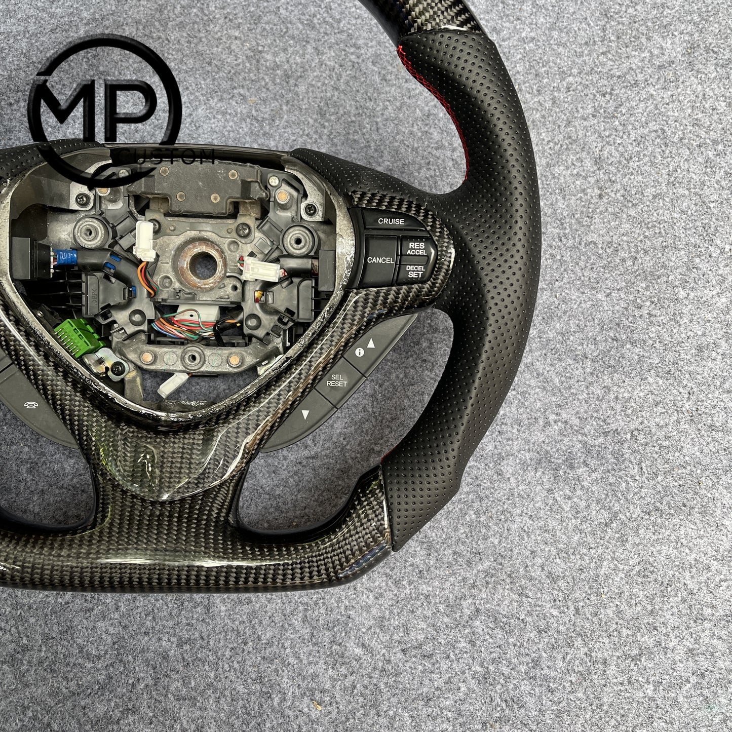 MPCUSTOM Fit For Acura TSX 2009-2014 carbon fiber steering wheel black perforated leather