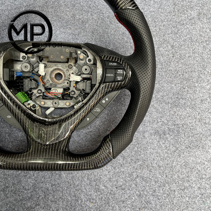 MPCUSTOM Fit For Acura TSX 2009-2014 carbon fiber steering wheel black perforated leather