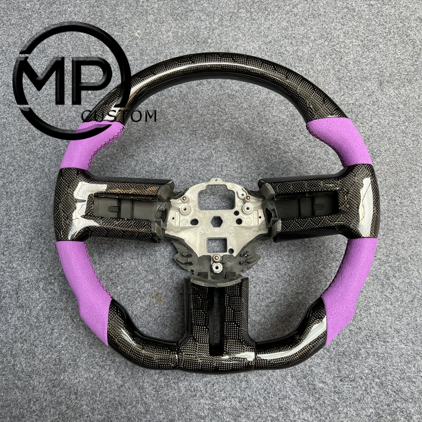 MPCUSTOM Fit For Ford mustang 2010-2014 gt GT500 shelby gloss carbon fiber steering wheel purple Alcantara
