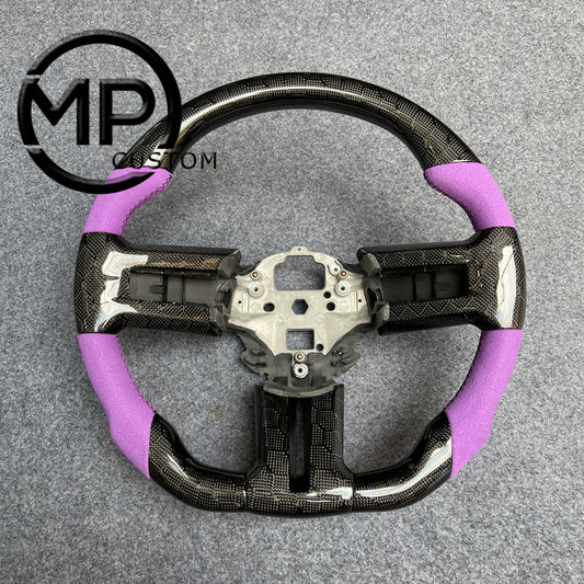 MPCUSTOM Fit For Ford mustang 2010-2014 gt GT500 shelby gloss carbon fiber steering wheel purple Alcantara