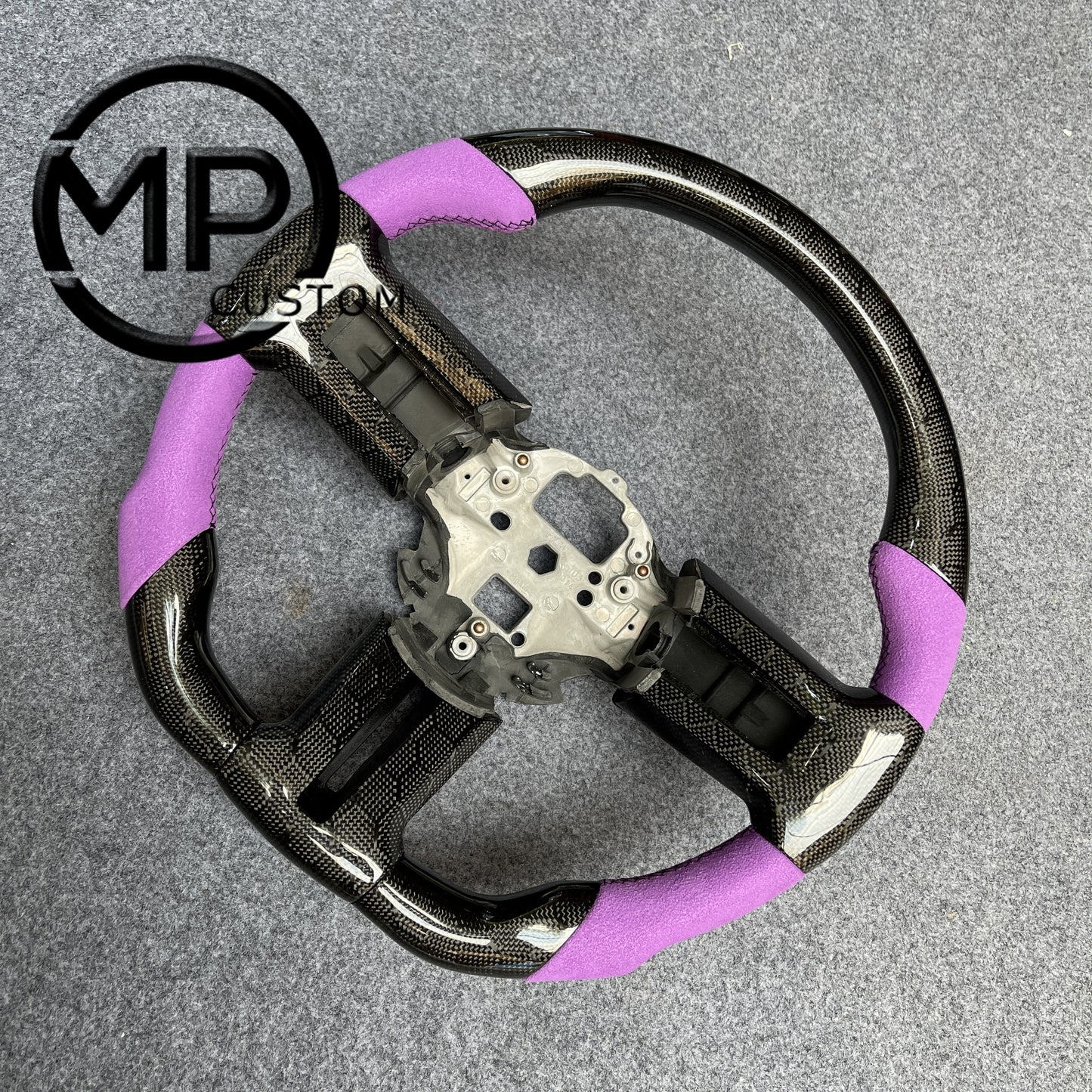 MPCUSTOM Fit For Ford mustang 2010-2014 gt GT500 shelby gloss carbon fiber steering wheel purple Alcantara