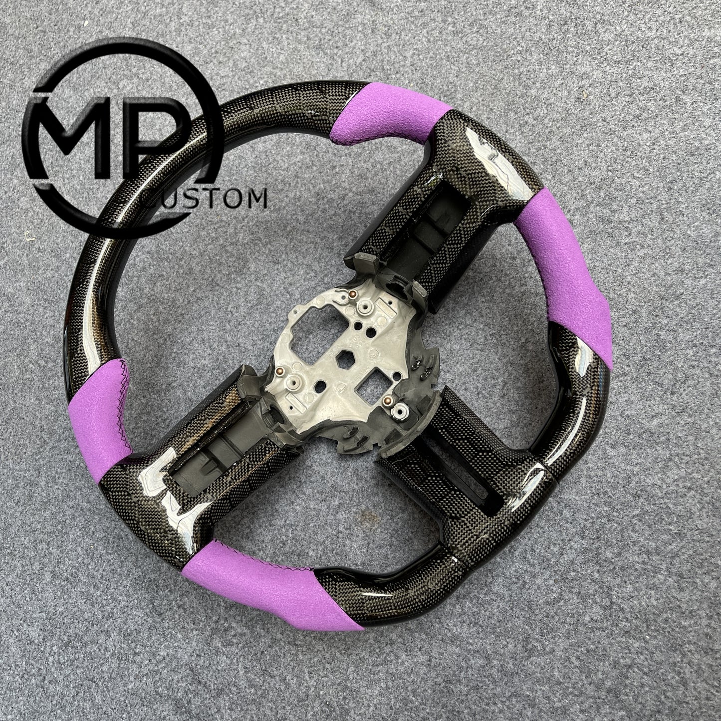 MPCUSTOM Fit For Ford mustang 2010-2014 gt GT500 shelby gloss carbon fiber steering wheel purple Alcantara