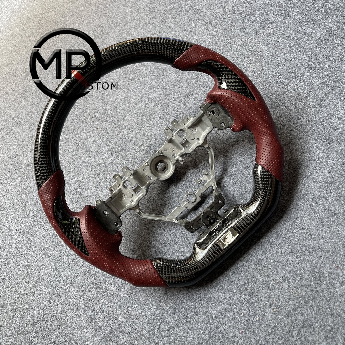 MPCUSTOM Fit For .Lexus IS250 IS300 IS350 RC300 RC350 14-20 carbon fiber steering wheel red perforated leather red center line thumb grips