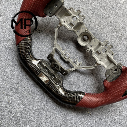MPCUSTOM Fit For .Lexus IS250 IS300 IS350 RC300 RC350 14-20 carbon fiber steering wheel red perforated leather red center line thumb grips