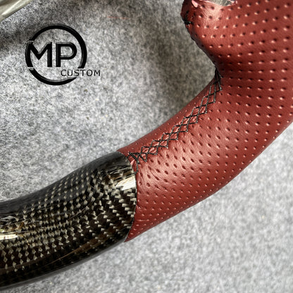 MPCUSTOM Fit For .Lexus IS250 IS300 IS350 RC300 RC350 14-20 carbon fiber steering wheel red perforated leather red center line thumb grips