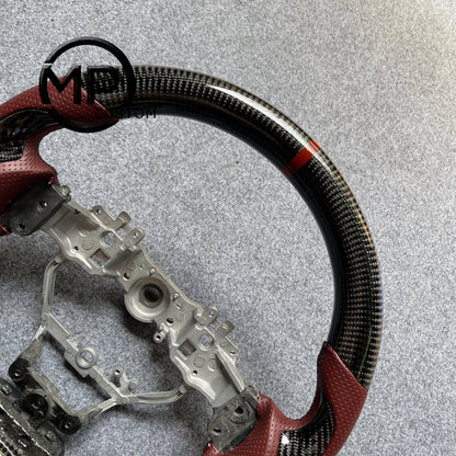 MPCUSTOM Fit For .Lexus IS250 IS300 IS350 RC300 RC350 14-20 carbon fiber steering wheel red perforated leather red center line thumb grips