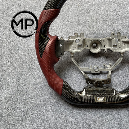 MPCUSTOM Fit For .Lexus IS250 IS300 IS350 RC300 RC350 14-20 carbon fiber steering wheel red perforated leather red center line thumb grips