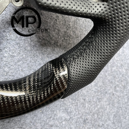 MPCUSTOM Fit For NISSAN MAXIMA carbon fiber steering wheel black perforated leather