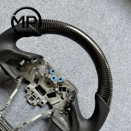 MPCUSTOM Fit For NISSAN MAXIMA carbon fiber steering wheel black perforated leather
