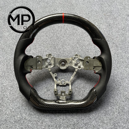 MPCUSTOM Fit For Subaru WRX/STI 2015-2022 carbon fiber steering wheel black perforated leather red center line