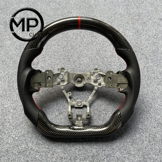 MPCUSTOM Fit For Subaru WRX/STI 2015-2022 carbon fiber steering wheel black perforated leather red center line