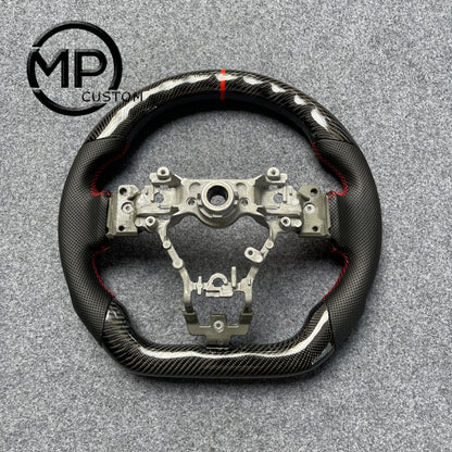 MPCUSTOM Fit For Subaru WRX/STI 2015-2022 carbon fiber steering wheel black perforated leather red center line