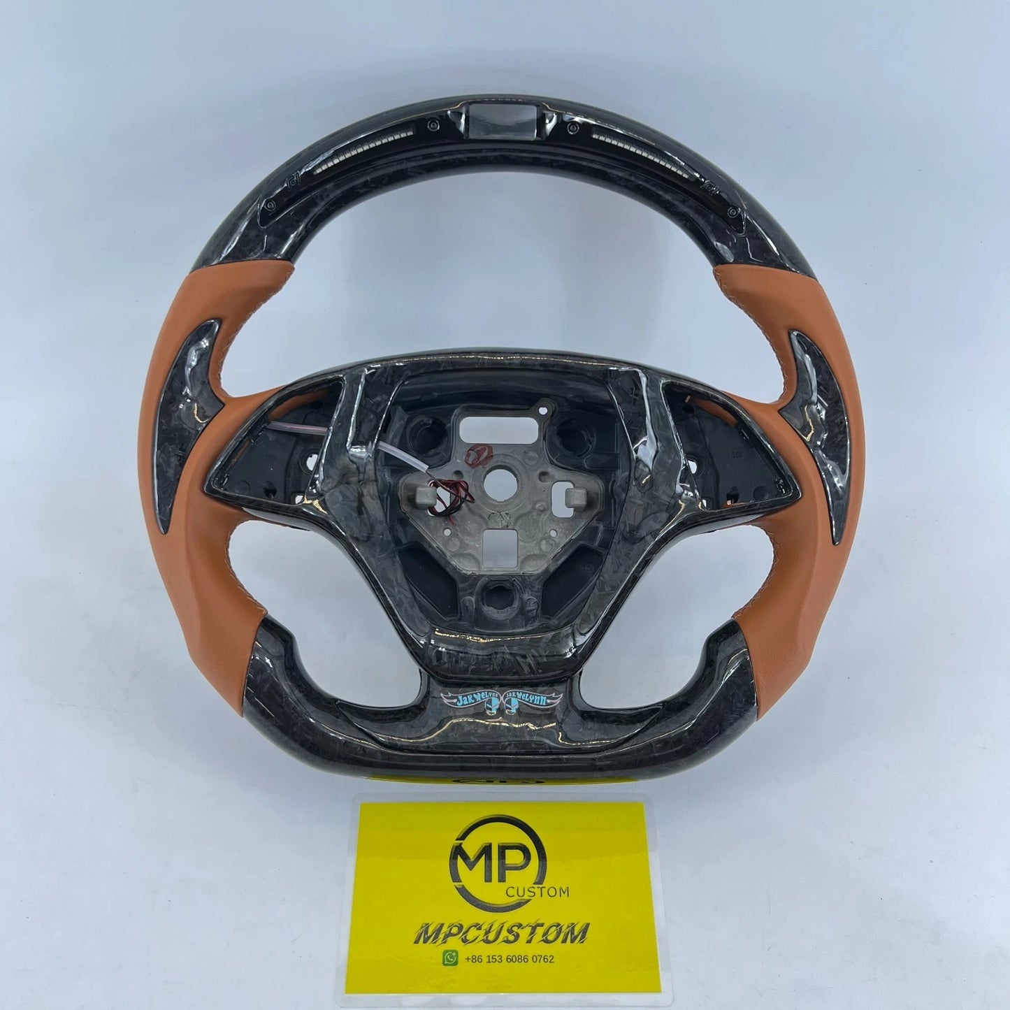 Mpcustom for Chevrolet Corvette C7 2014-2019 carbon fiber steering wheel brown stitching