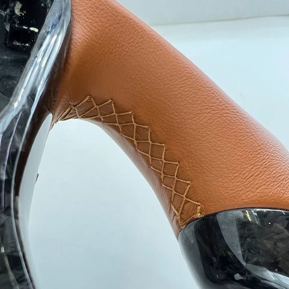 Mpcustom for Chevrolet Corvette C7 2014-2019 carbon fiber steering wheel brown stitching